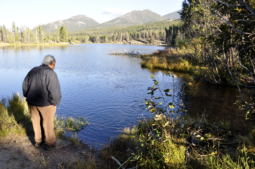 Lee Duquette at sprague lake at Rocky Mountain National Park